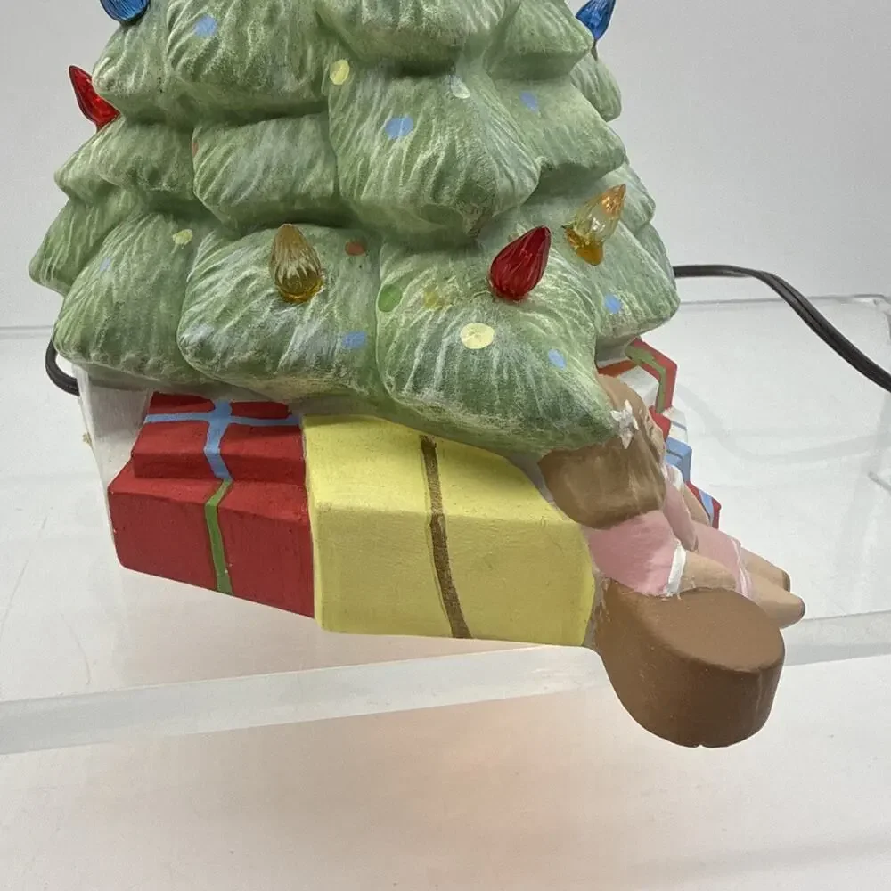 Ceramic Christmas Tree - Presents, Teddy, Doll Below Tree - Read